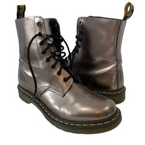 🩶Dr. Martens Doc Martens 1460 Pascal Metallic Pewter Leather Boots Womens 10🩶